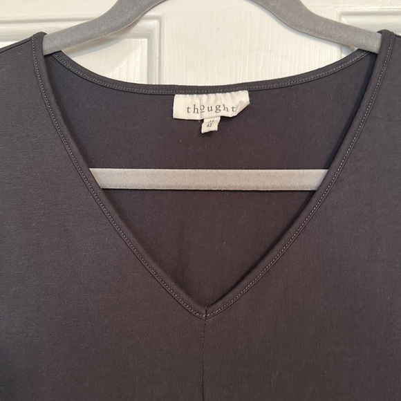 Thought brand polka dot grey long sleeve v neck panel midi dress size 14 - Picture 3 of 7